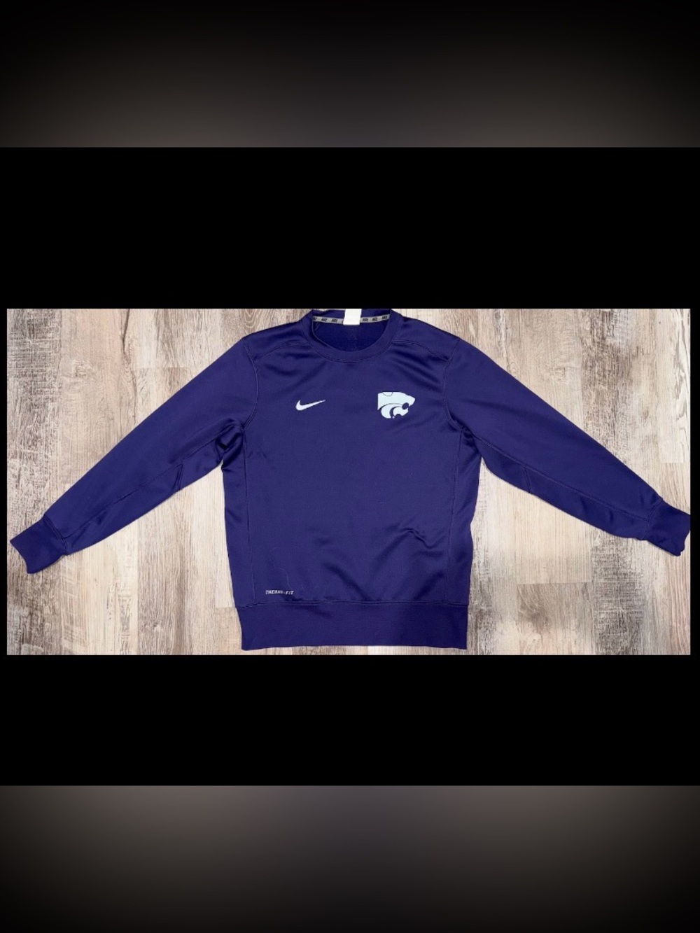 Men's Nike Kansas State Wildcats Therma-FIT Crewneck Sweatshirt Size Medium